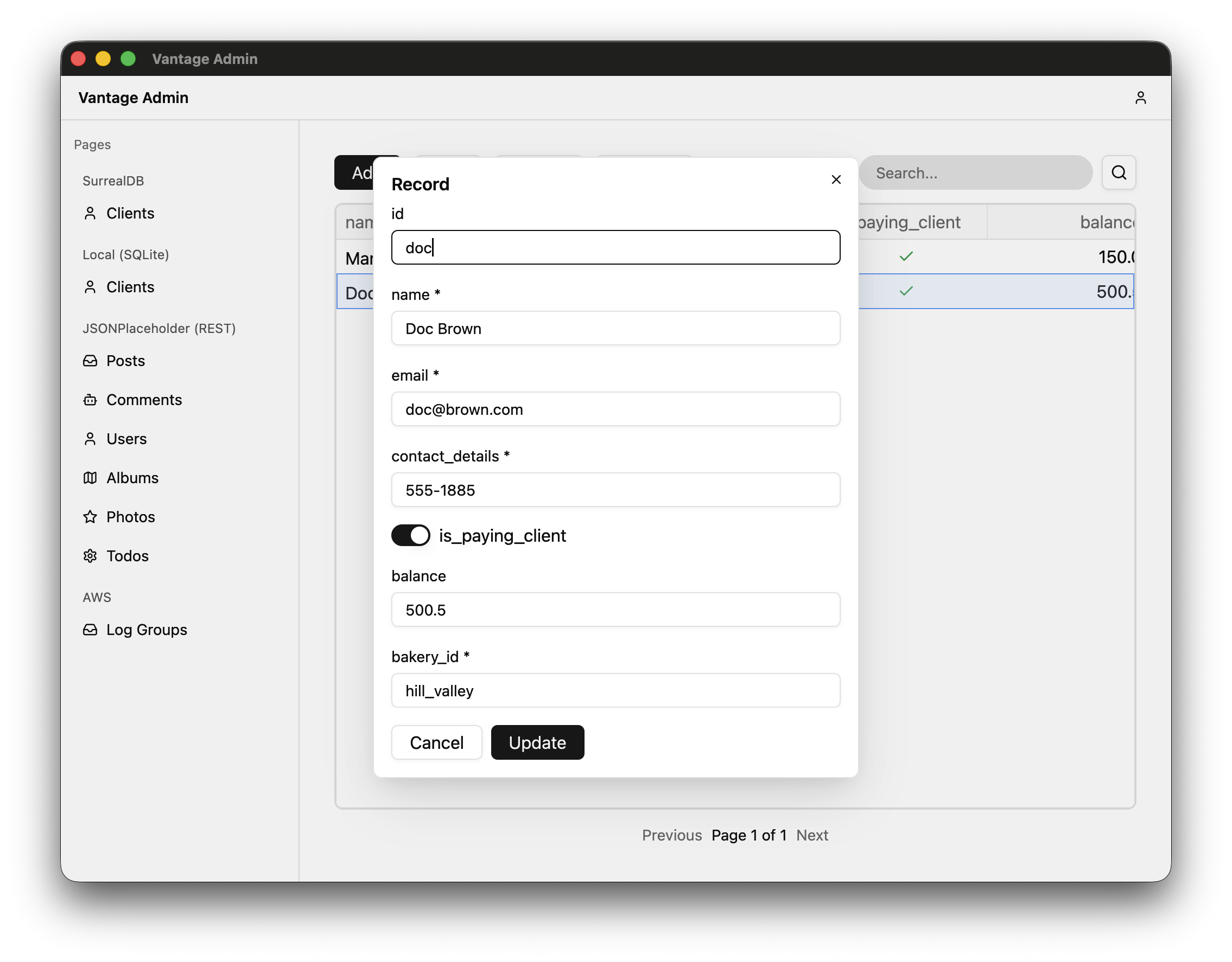 Vantage UI Screenshot